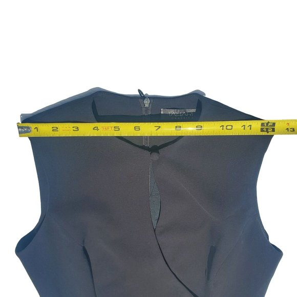 Tahari Classics Black Lined Keyhole Neck Sleeveless Front Slit Midi Dress Size 2 - Picture 10 of 15